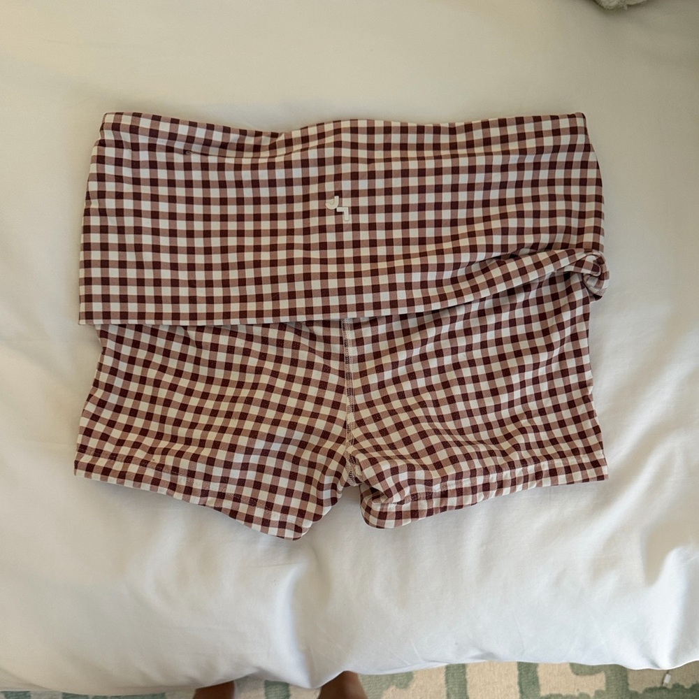 JoyLab Brown Gingham Biker Shorts - Picture 5 of 5